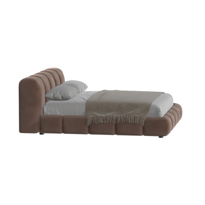 Fluffy Upholstered Bed Frame in Textured Bouclé