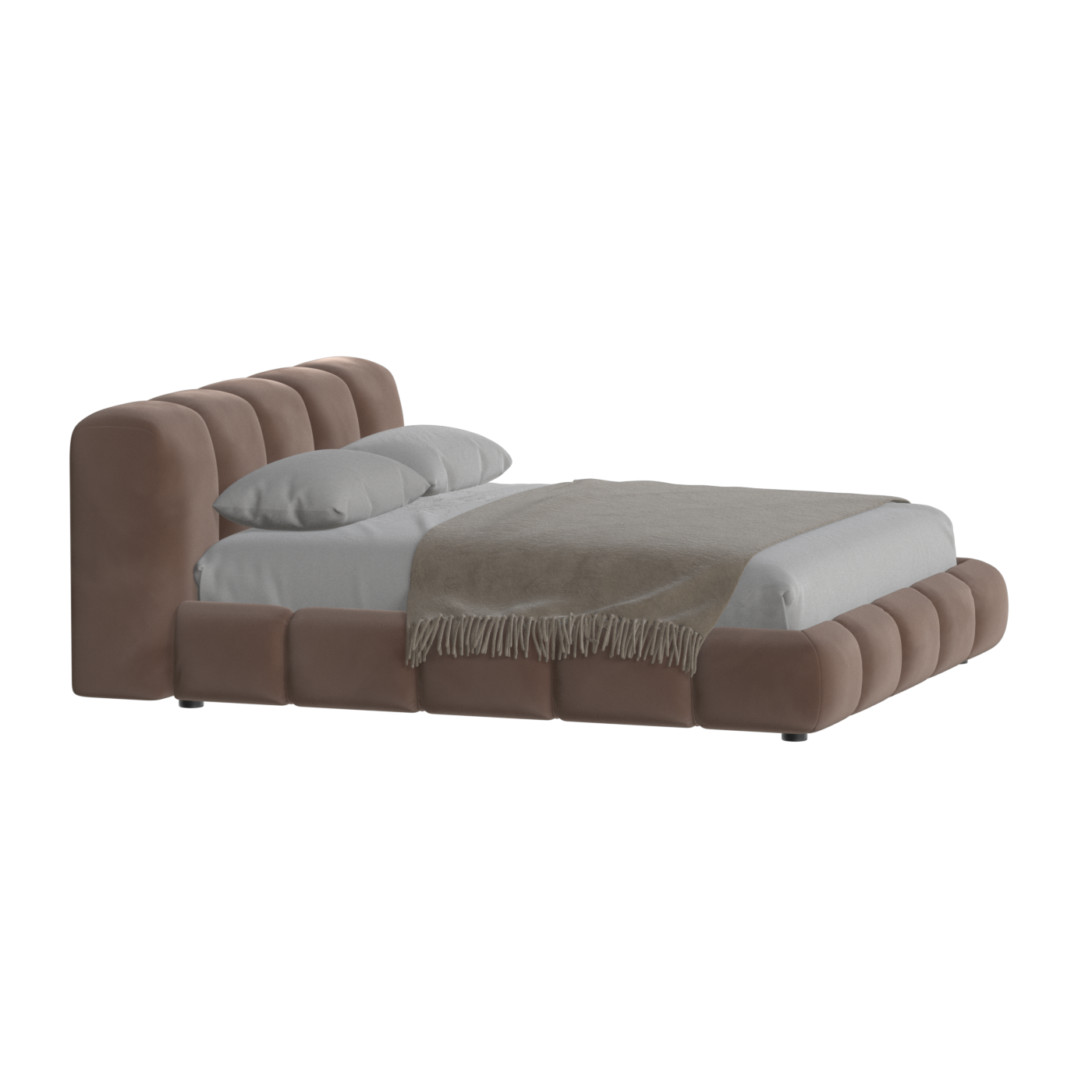 Fluffy Upholstered Bed Frame in Textured Bouclé