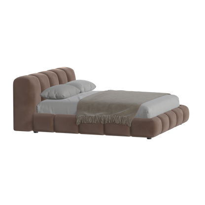 Fluffy Upholstered Bed Frame in Textured Bouclé