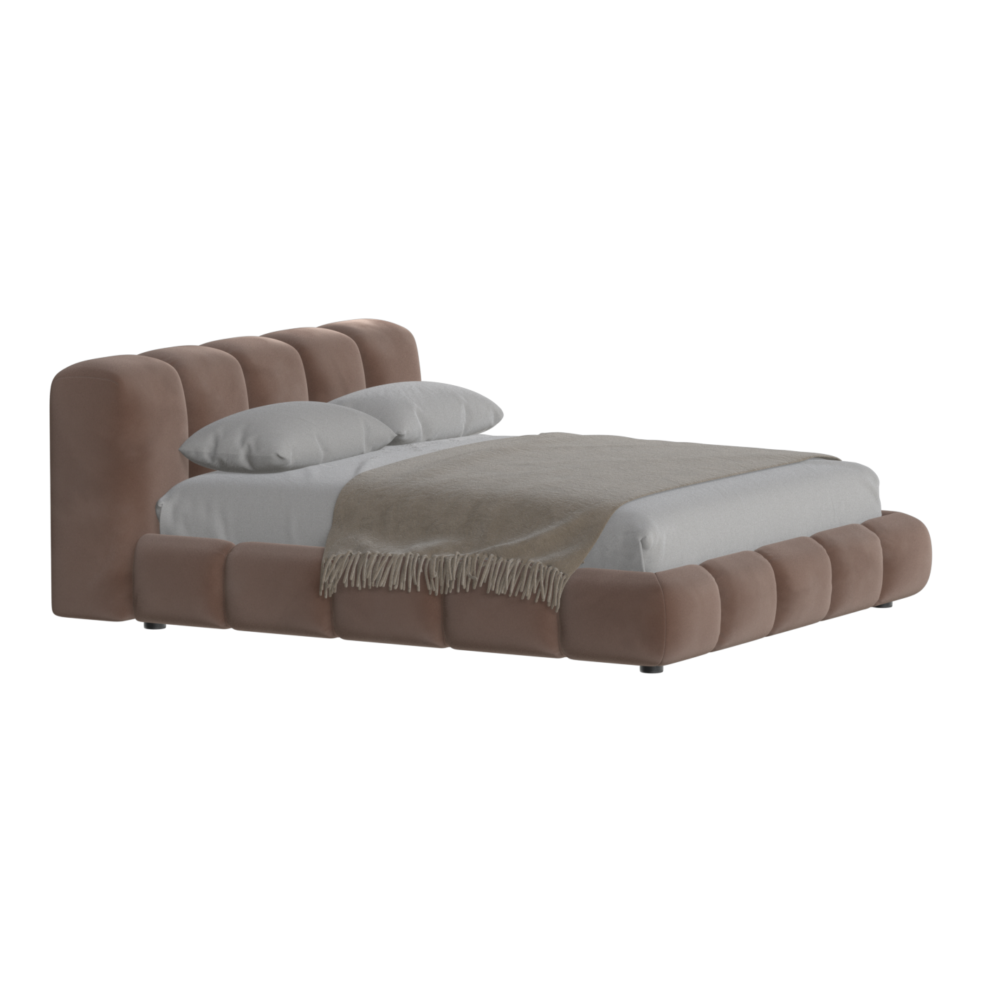 Fluffy Upholstered Bed Frame in Textured Bouclé