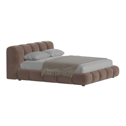 Fluffy Upholstered Bed Frame in Textured Bouclé