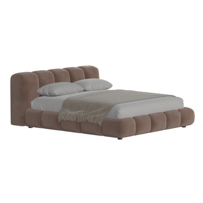Fluffy Upholstered Bed Frame in Textured Bouclé