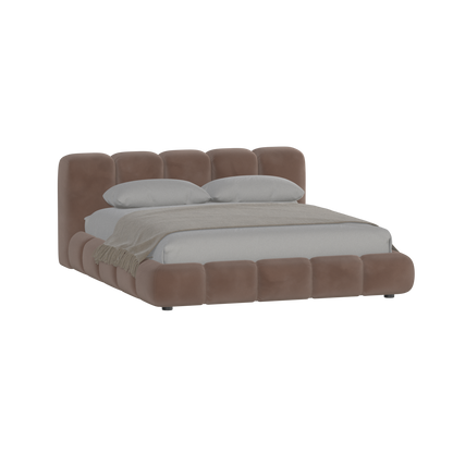 Fluffy Upholstered Bed Frame in Textured Bouclé