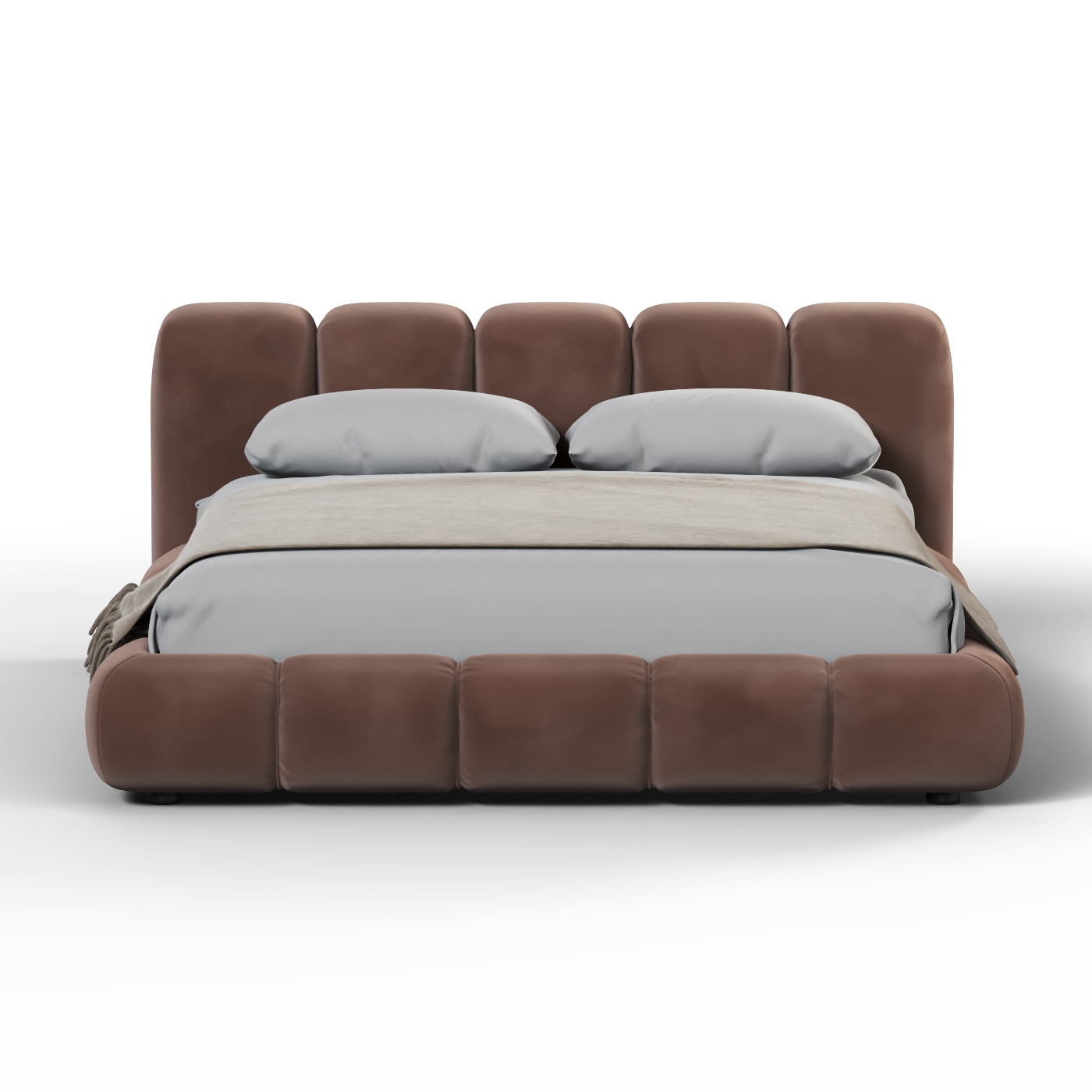 Fluffy Upholstered Bed Frame in Textured Bouclé