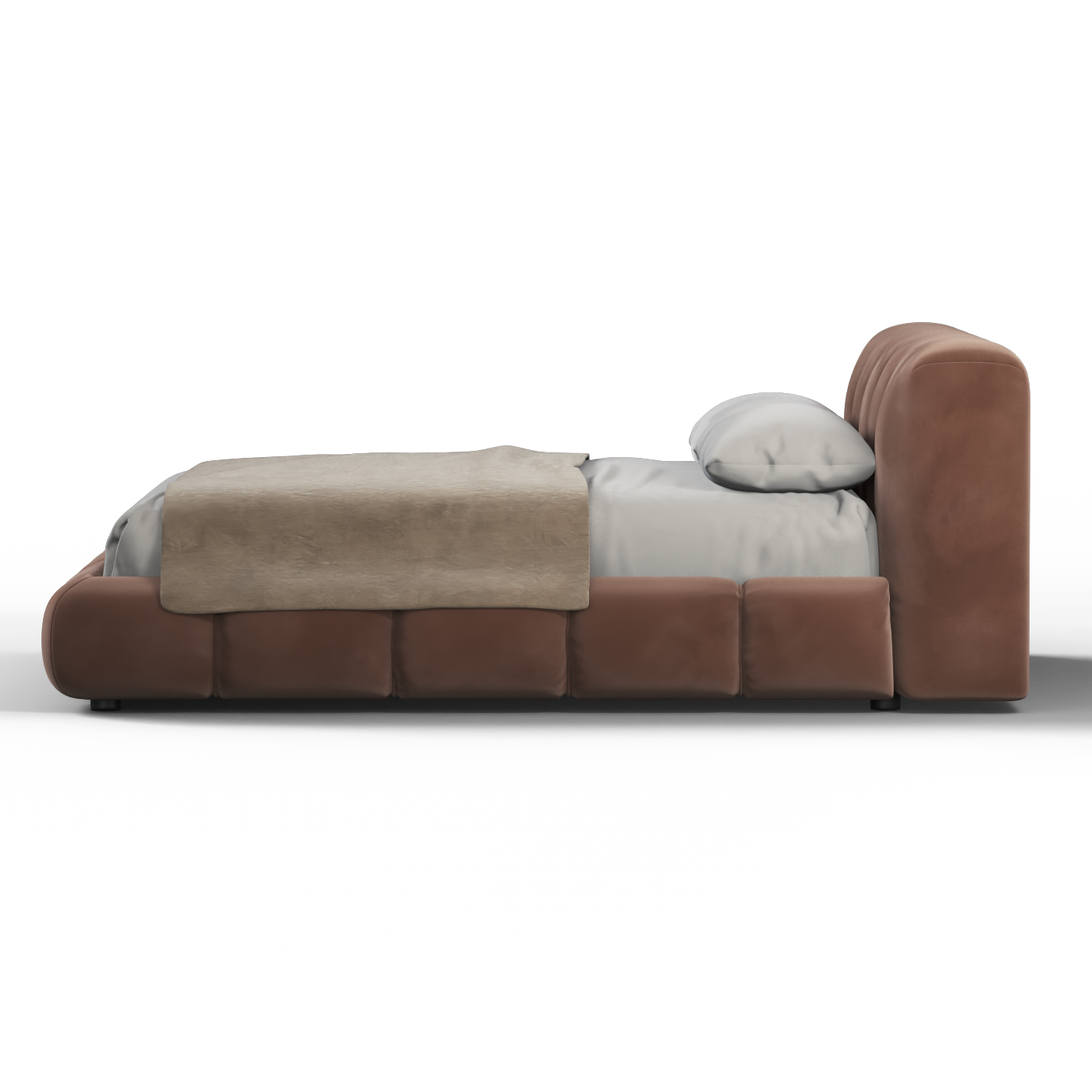 Fluffy Upholstered Bed Frame in Textured Bouclé