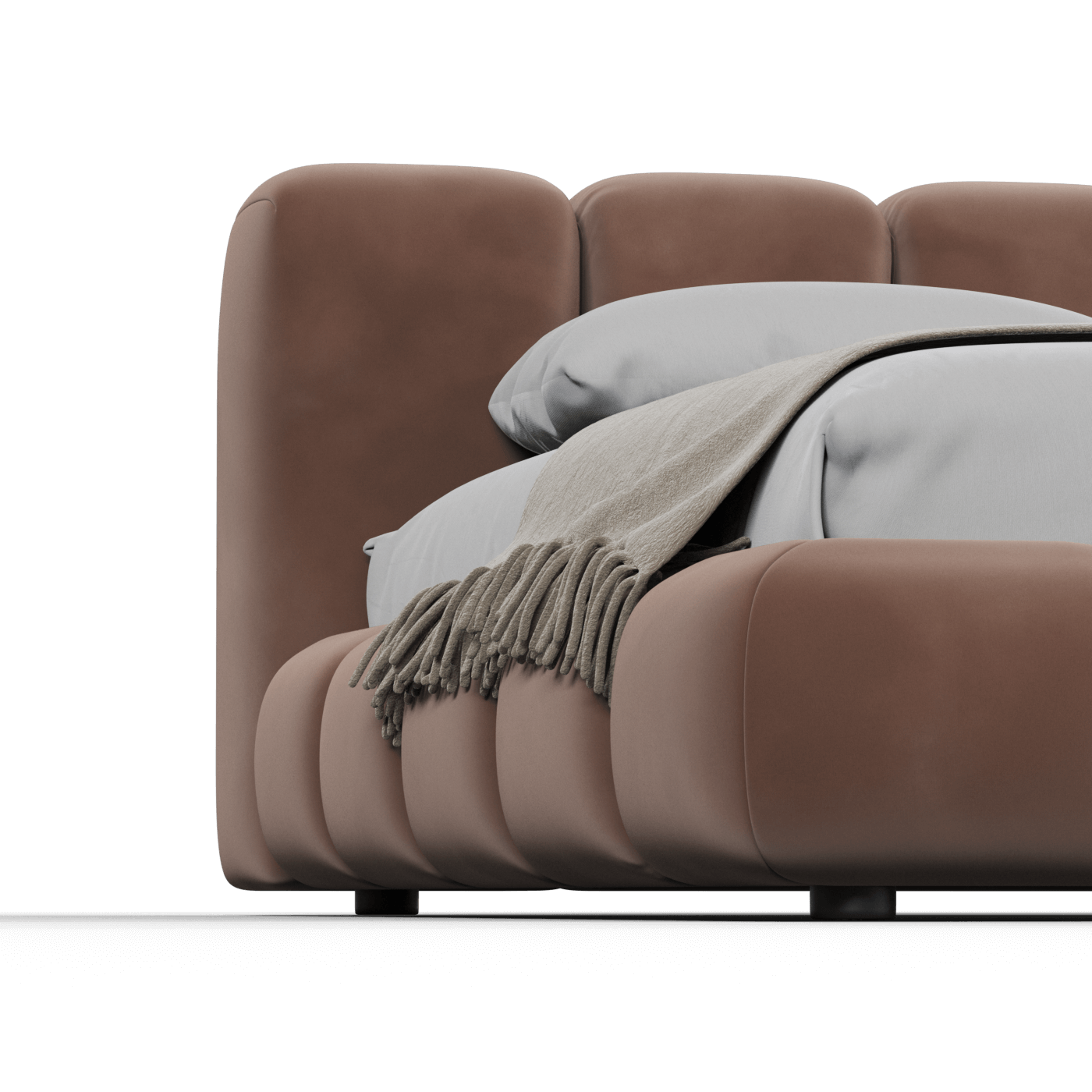 Fluffy Upholstered Bed Frame in Textured Bouclé