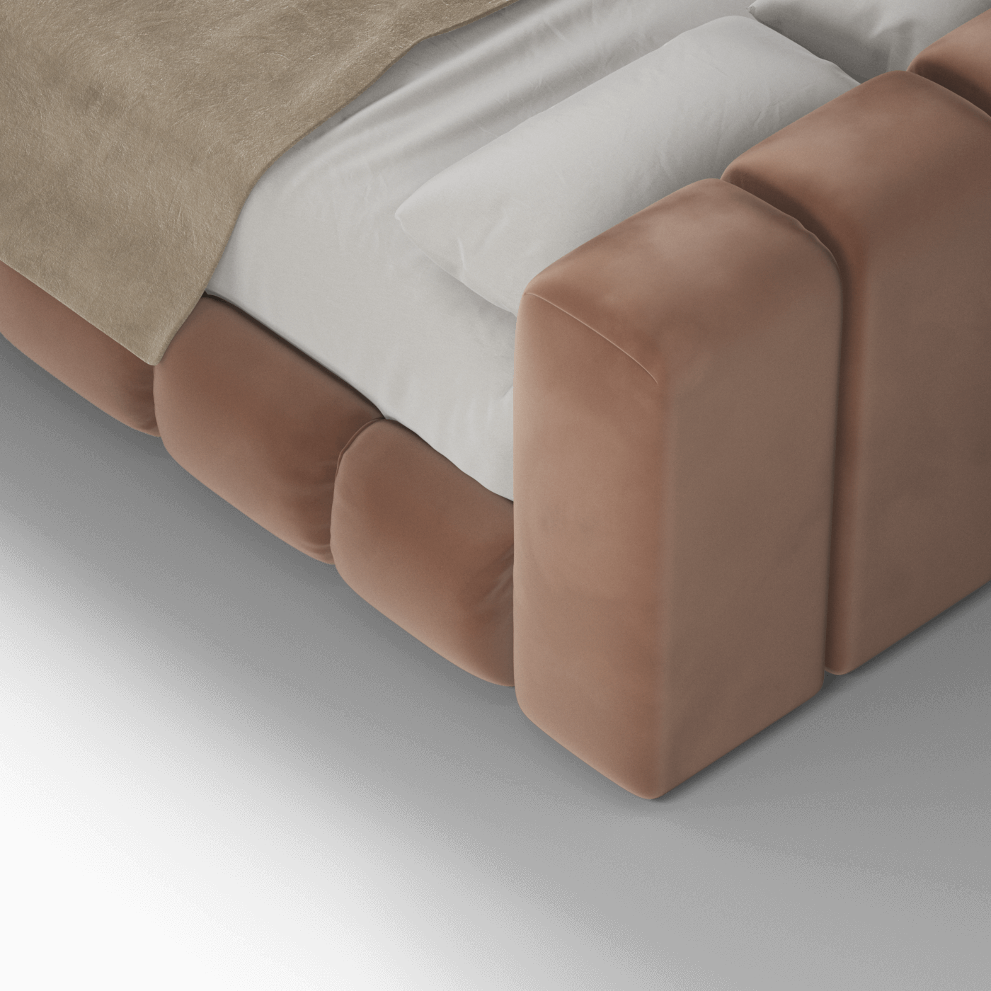 Fluffy Upholstered Bed Frame in Textured Bouclé