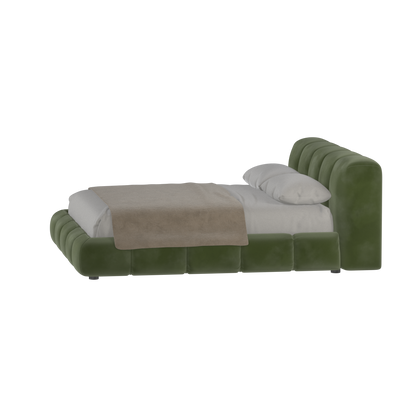 Fluffy Upholstered Bed Frame in Textured Bouclé