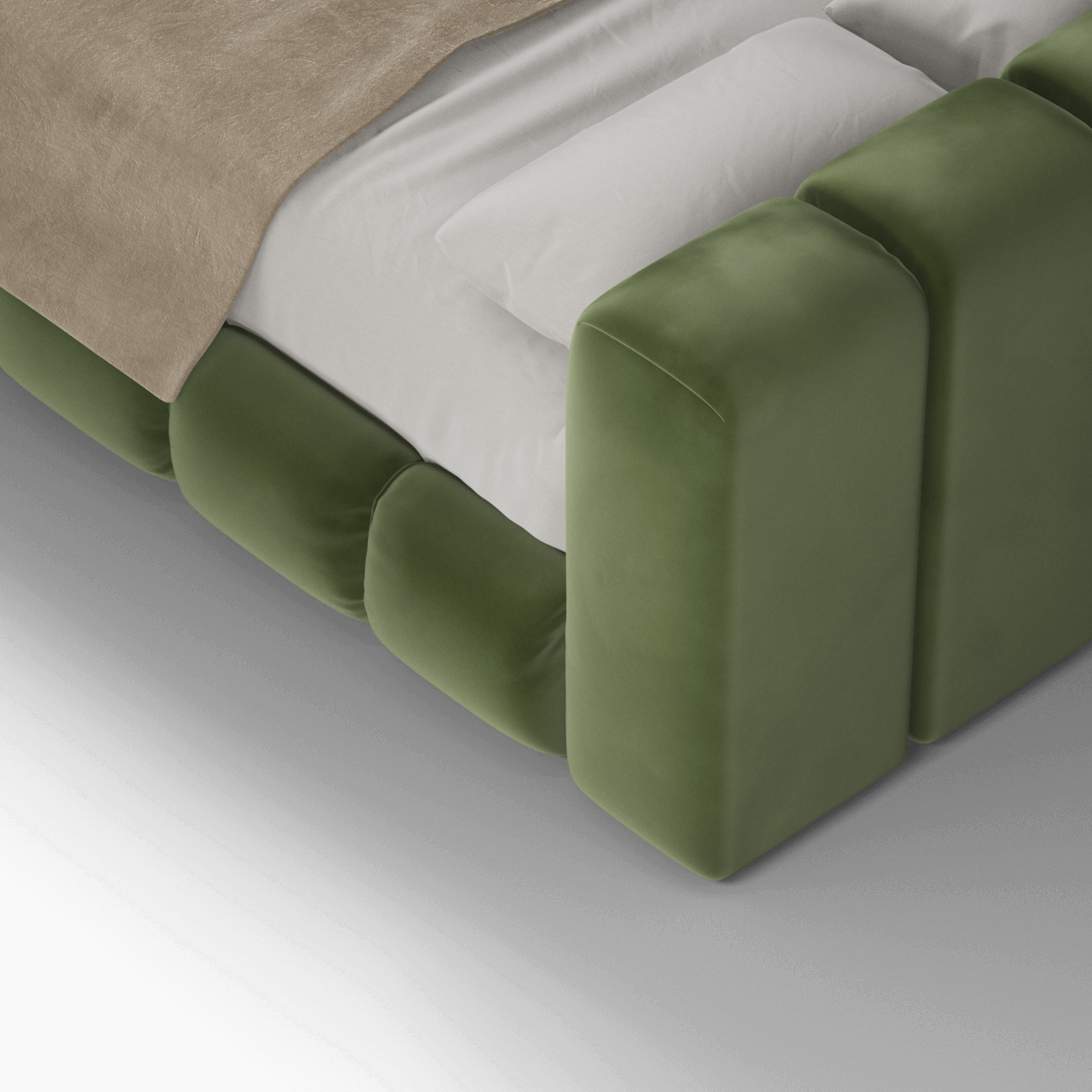 Fluffy Upholstered Bed Frame in Textured Bouclé