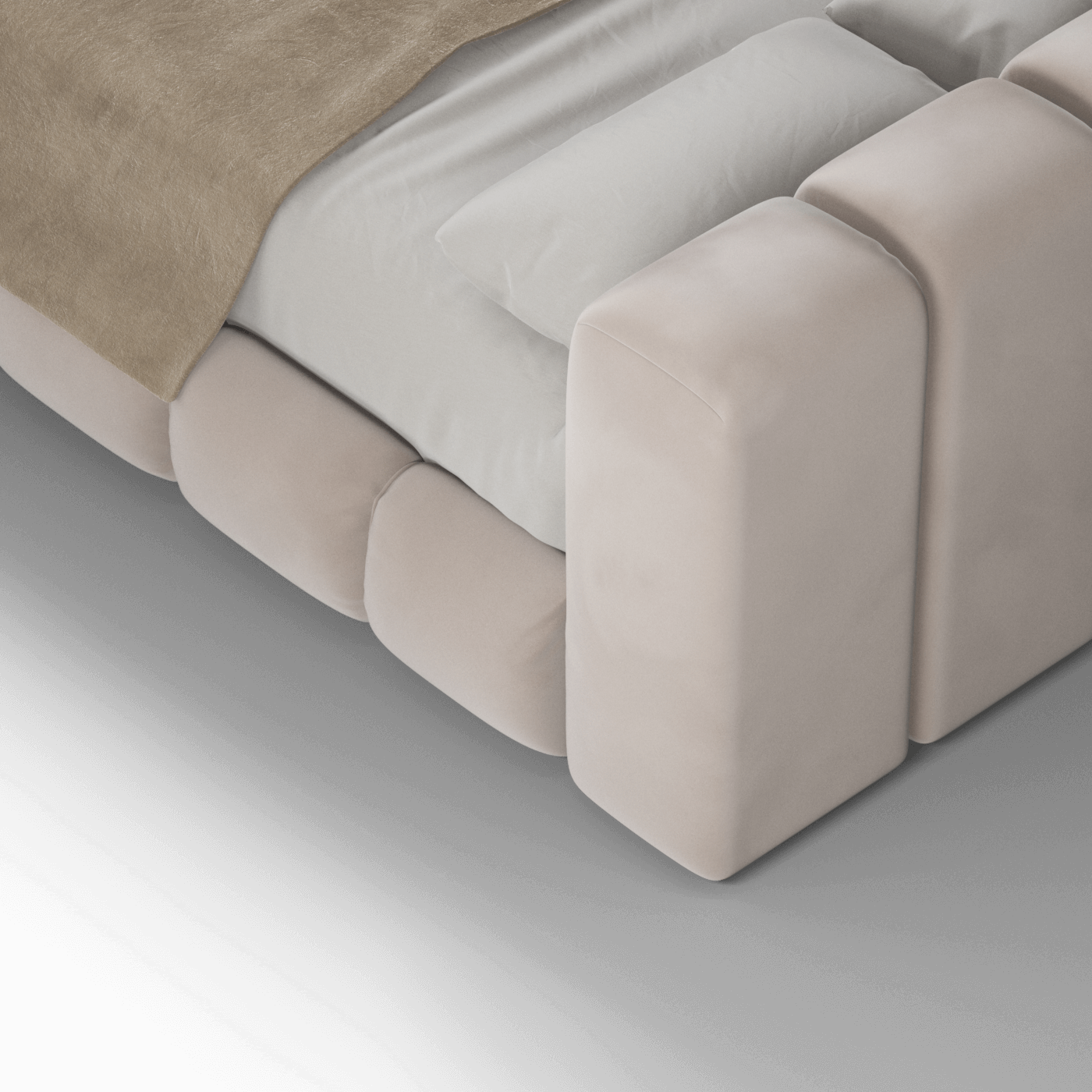 Fluffy Upholstered Bed Frame in Textured Bouclé