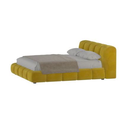 Fluffy Upholstered Bed Frame in Textured Bouclé