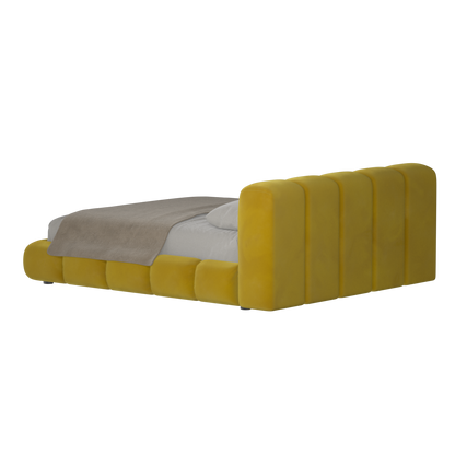 Fluffy Upholstered Bed Frame in Textured Bouclé