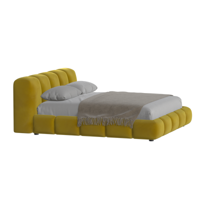Fluffy Upholstered Bed Frame in Textured Bouclé