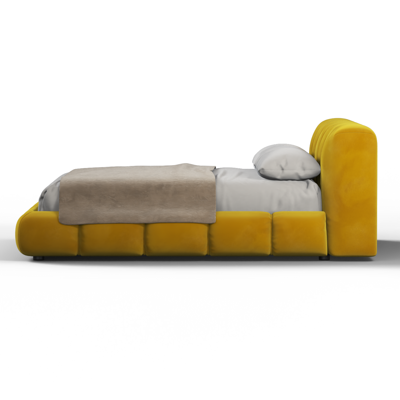 Fluffy Upholstered Bed Frame in Textured Bouclé