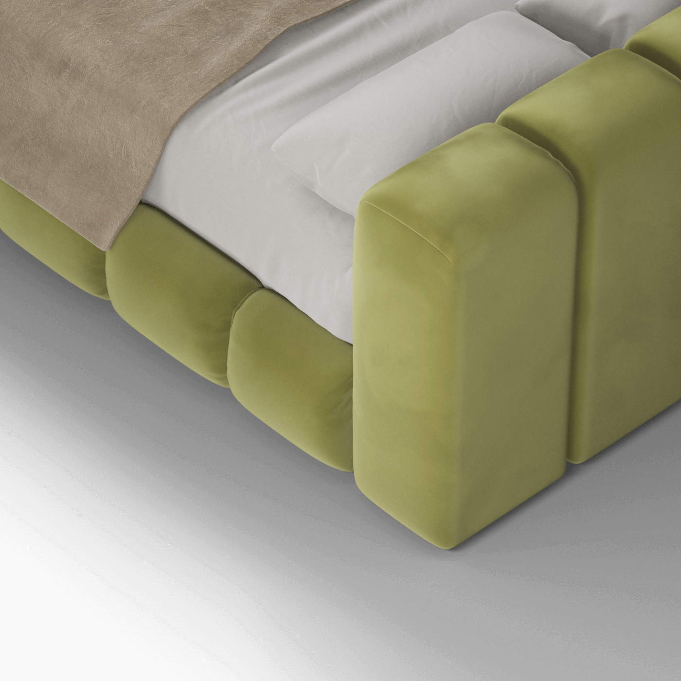 Fluffy Upholstered Bed Frame in Textured Bouclé
