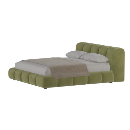 Fluffy Upholstered Bed Frame in Textured Bouclé
