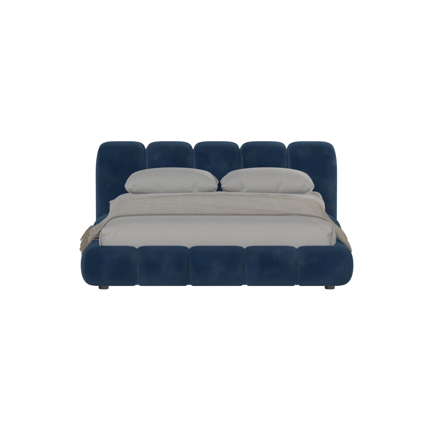 Fluffy Upholstered Bed Frame in Textured Bouclé