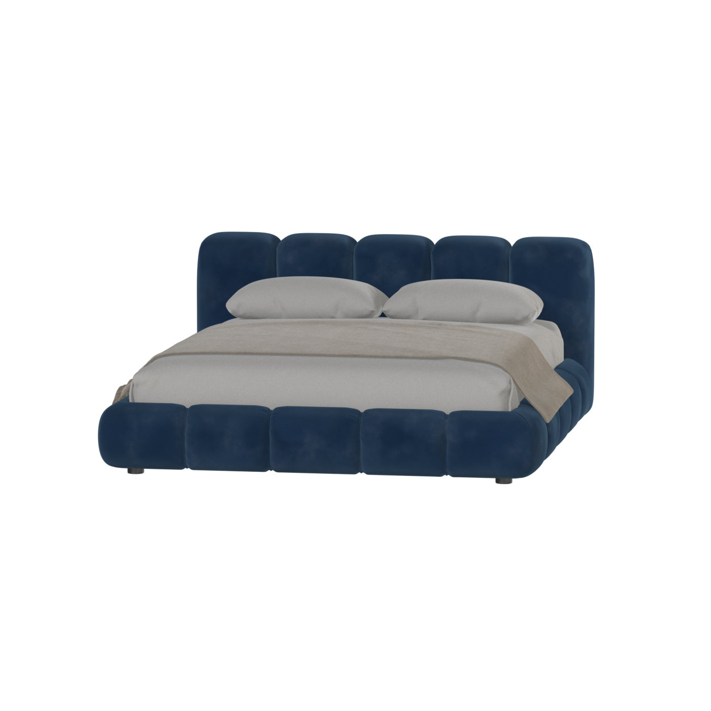 Fluffy Upholstered Bed Frame in Textured Bouclé
