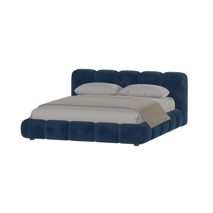 Fluffy Upholstered Bed Frame in Textured Bouclé