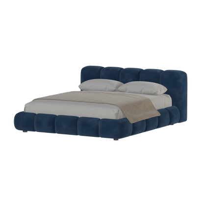 Fluffy Upholstered Bed Frame in Textured Bouclé