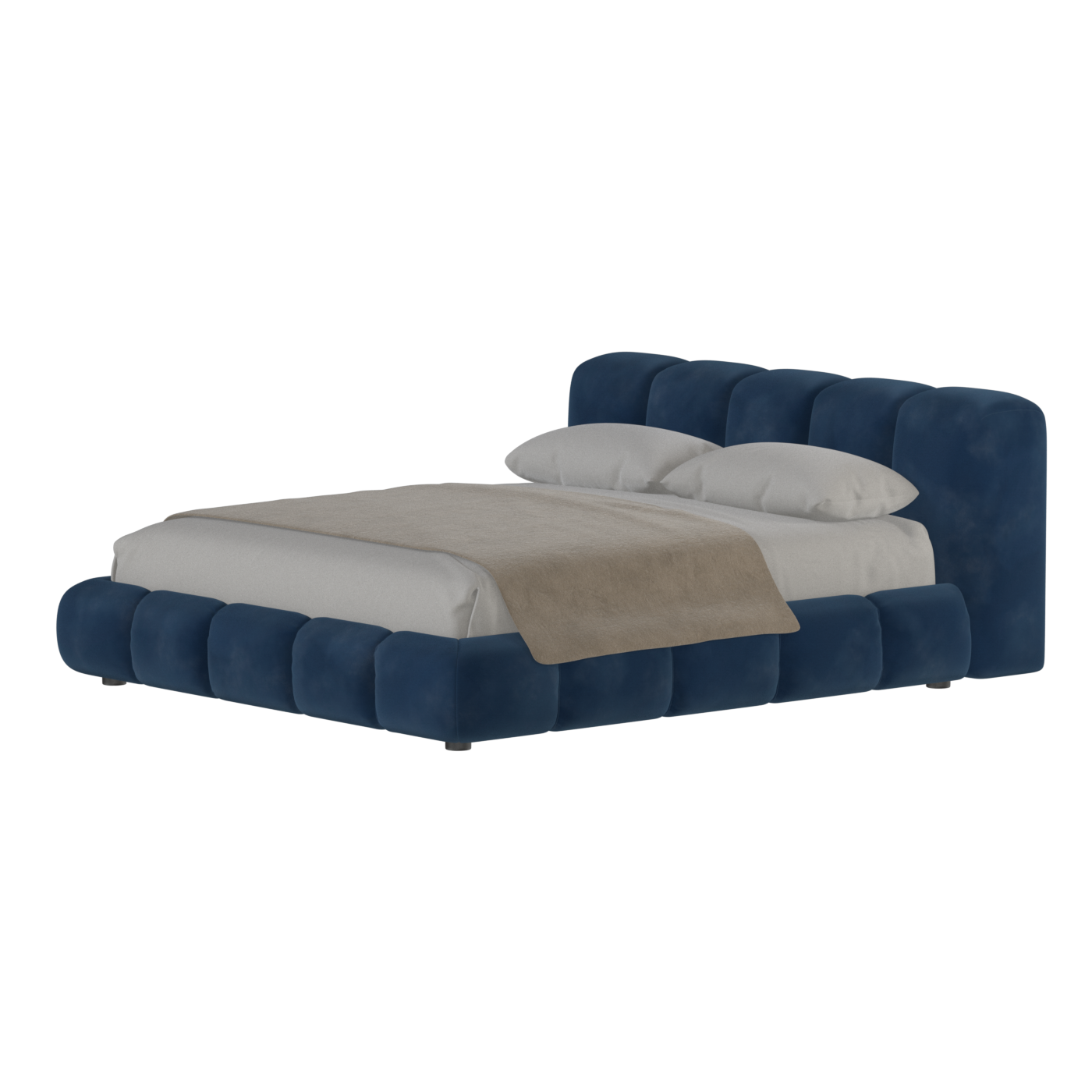 Fluffy Upholstered Bed Frame in Textured Bouclé