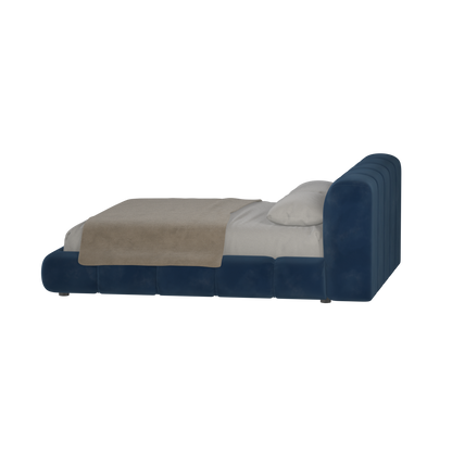 Fluffy Upholstered Bed Frame in Textured Bouclé