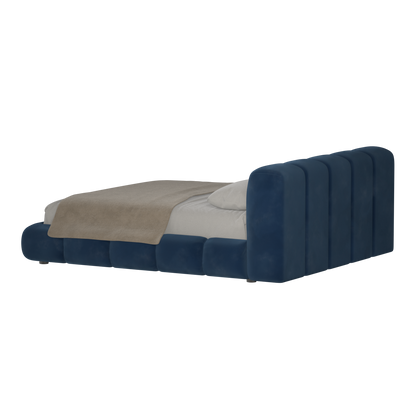 Fluffy Upholstered Bed Frame in Textured Bouclé