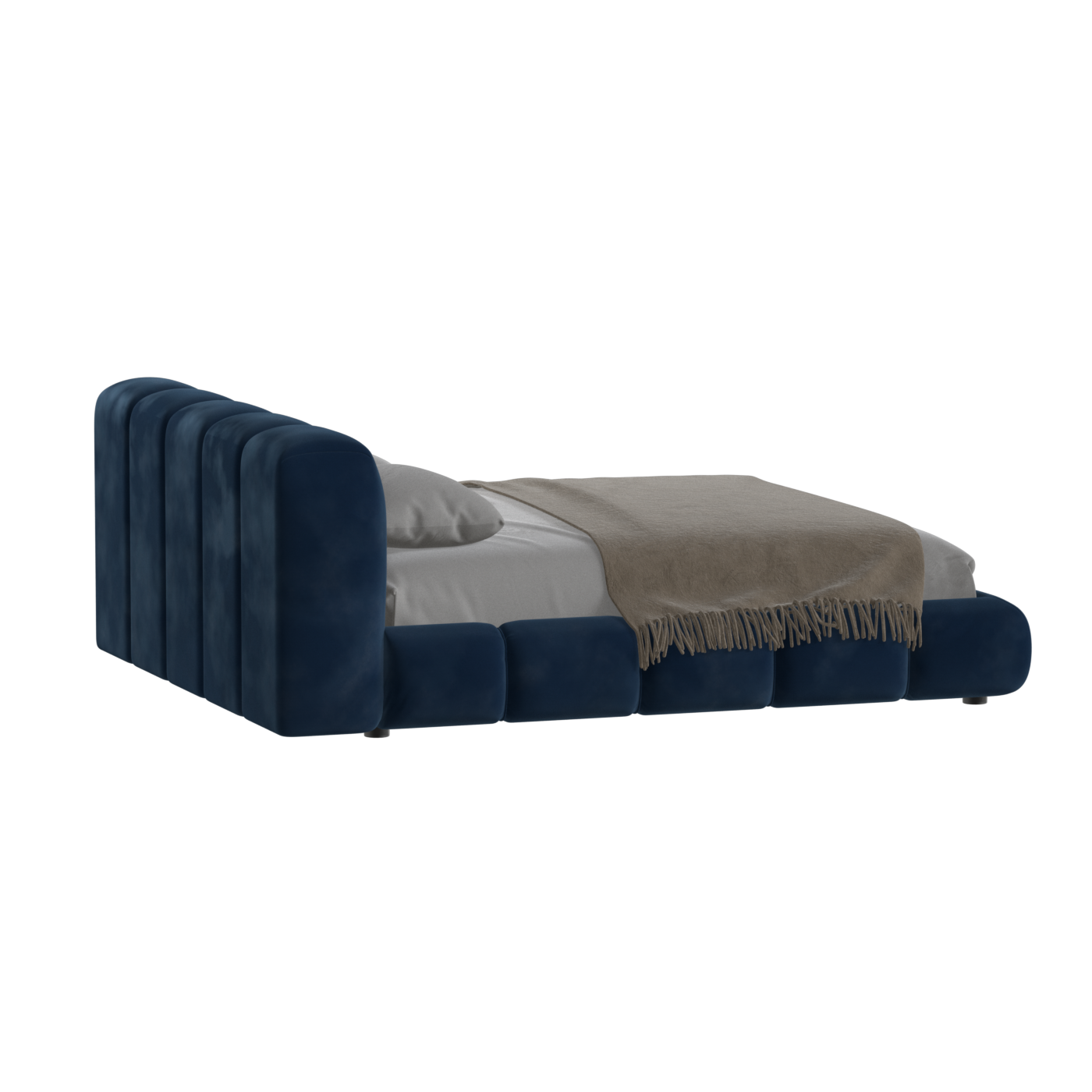 Fluffy Upholstered Bed Frame in Textured Bouclé