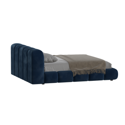 Fluffy Upholstered Bed Frame in Textured Bouclé
