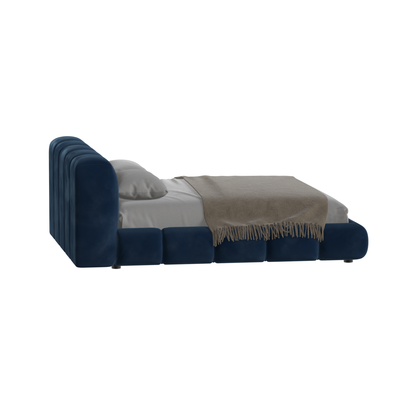 Fluffy Upholstered Bed Frame in Textured Bouclé