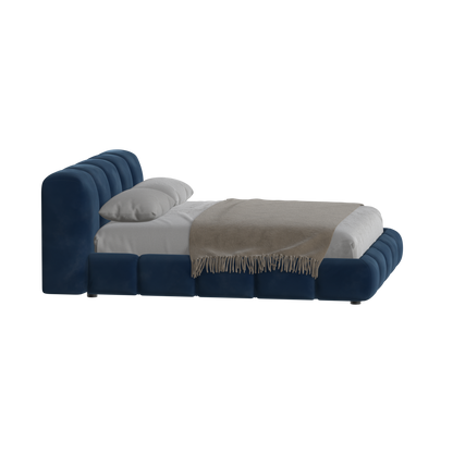 Fluffy Upholstered Bed Frame in Textured Bouclé