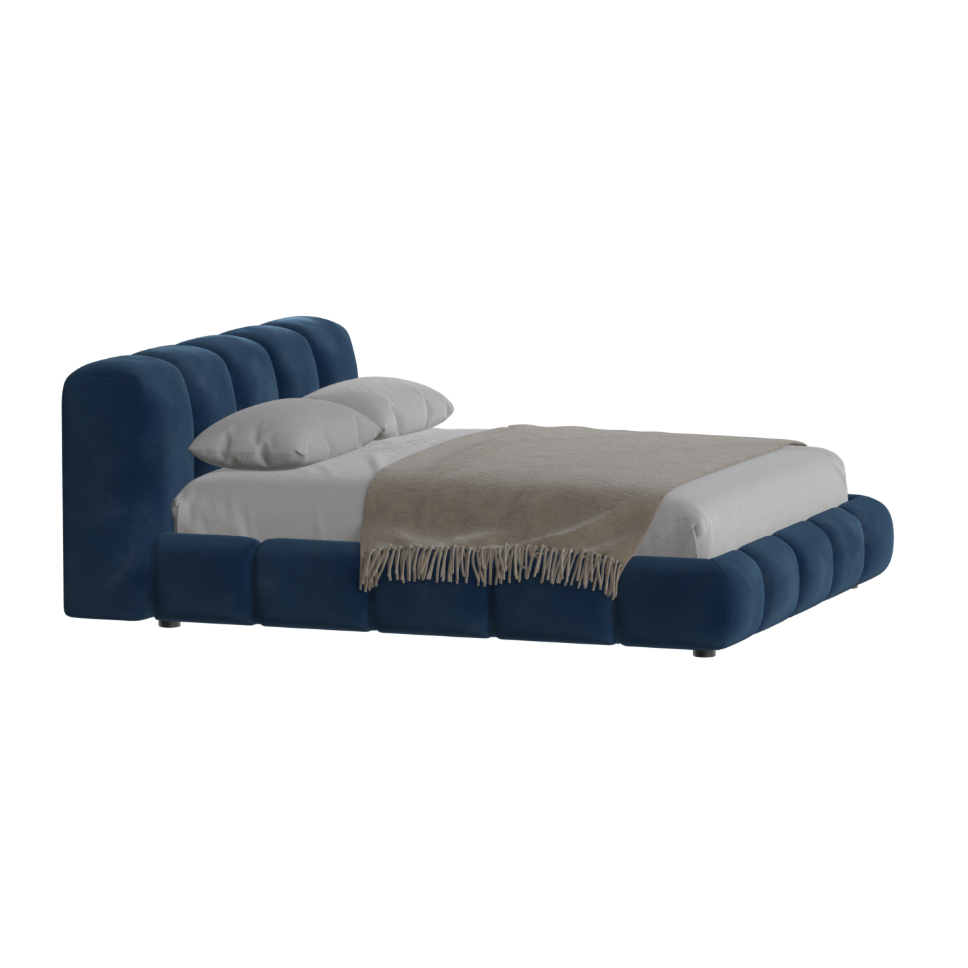 Fluffy Upholstered Bed Frame in Textured Bouclé