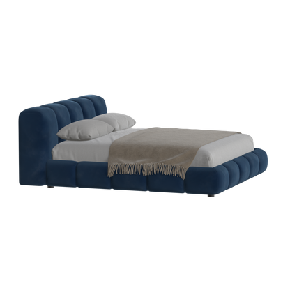 Fluffy Upholstered Bed Frame in Textured Bouclé