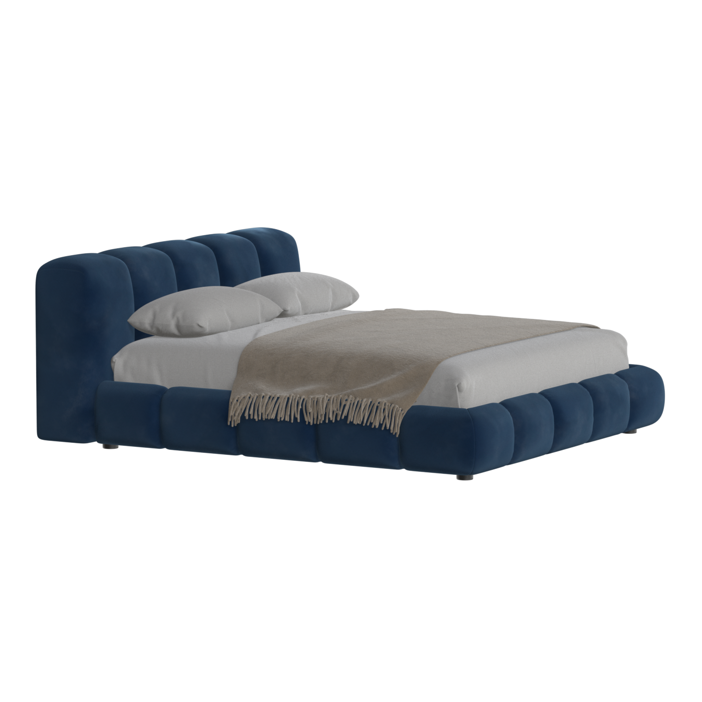 Fluffy Upholstered Bed Frame in Textured Bouclé