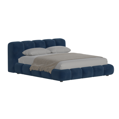 Fluffy Upholstered Bed Frame in Textured Bouclé