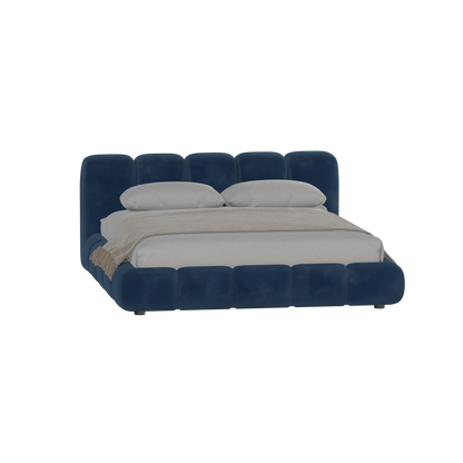 Fluffy Upholstered Bed Frame in Textured Bouclé