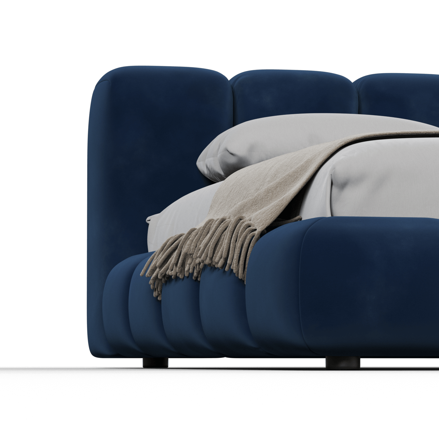 Fluffy Upholstered Bed Frame in Textured Bouclé