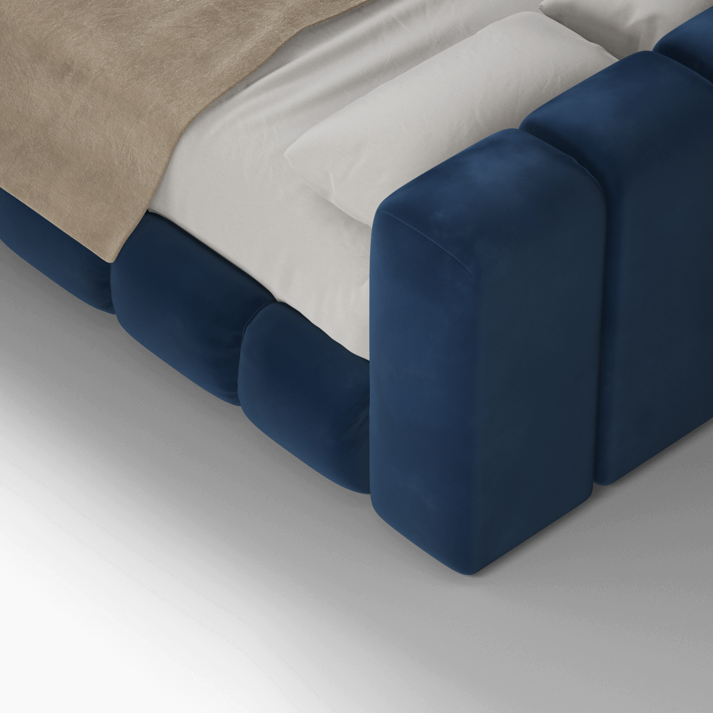Fluffy Upholstered Bed Frame in Textured Bouclé