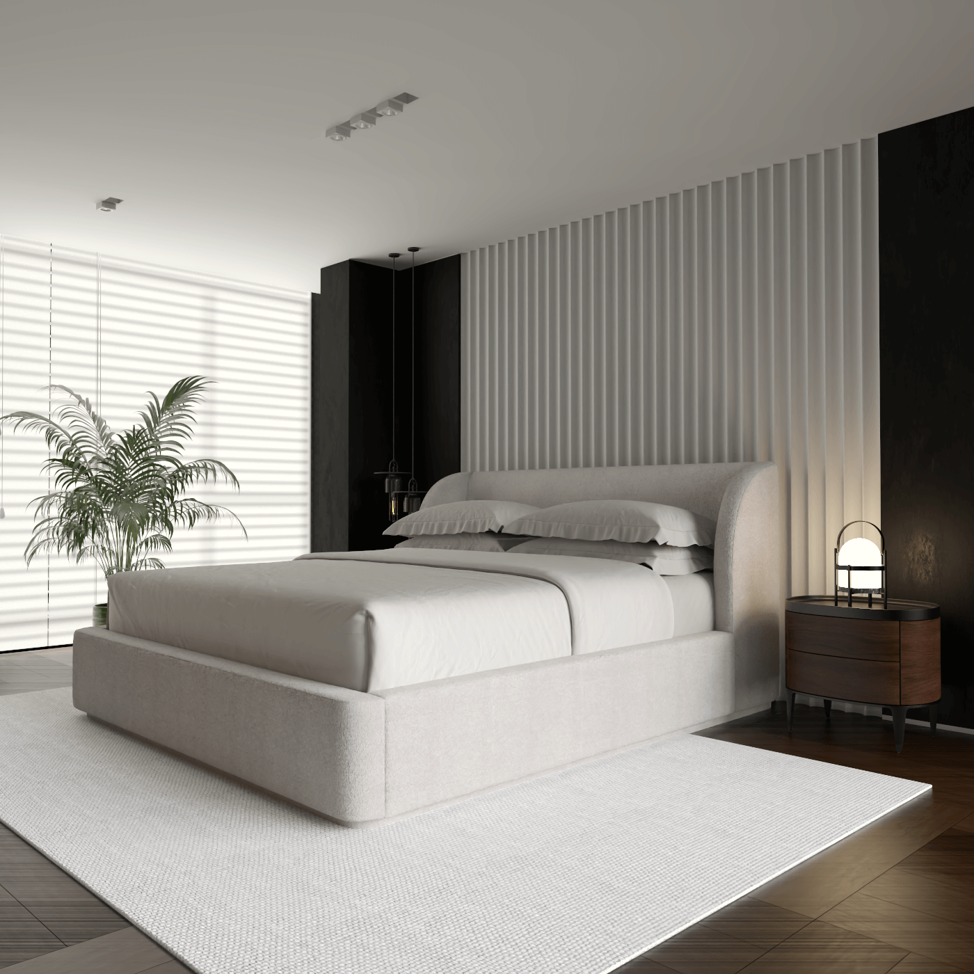 Giacomo Double Bed with Wide Panelled Headboard