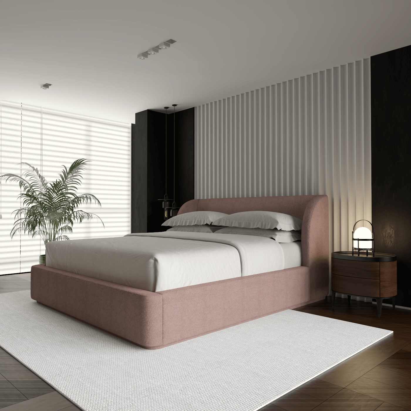 Giacomo Double Bed with Wide Panelled Headboard