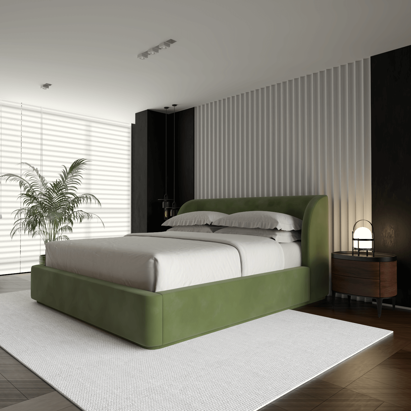 Giacomo Double Bed with Wide Panelled Headboard