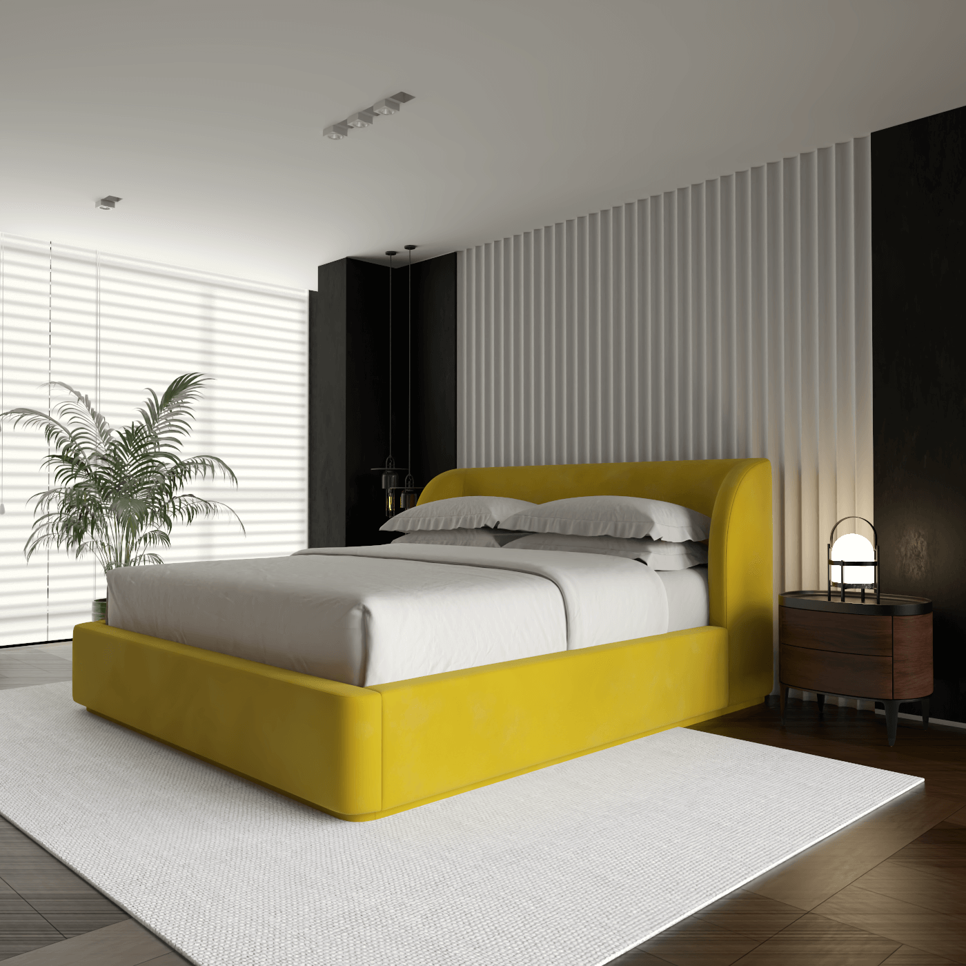 Giacomo Double Bed with Wide Panelled Headboard