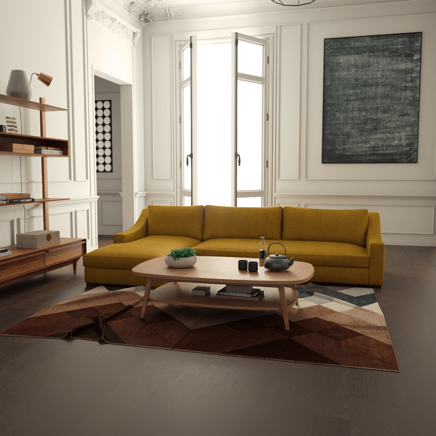 Louis Sectional Sofa — Low-Profile Modular Corner Layout
