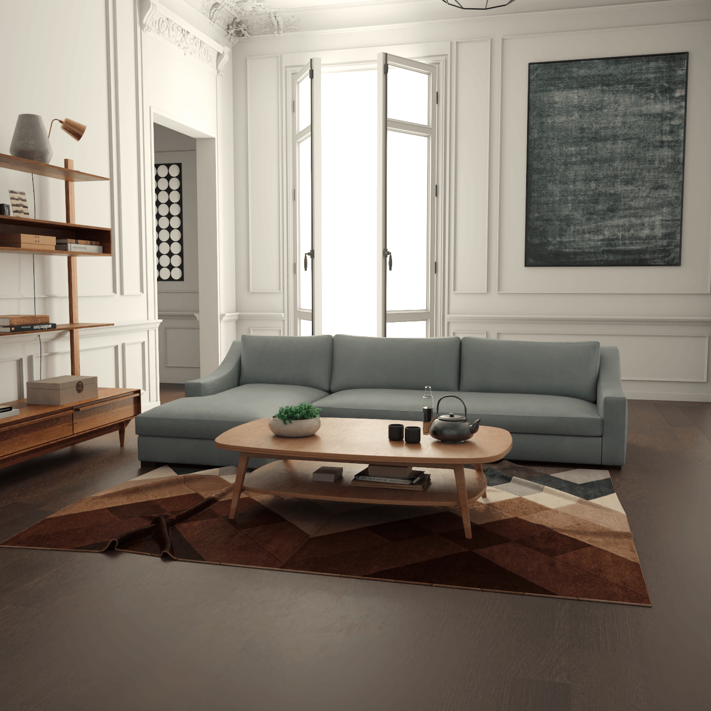 Louis Sectional Sofa — Low-Profile Modular Corner Layout