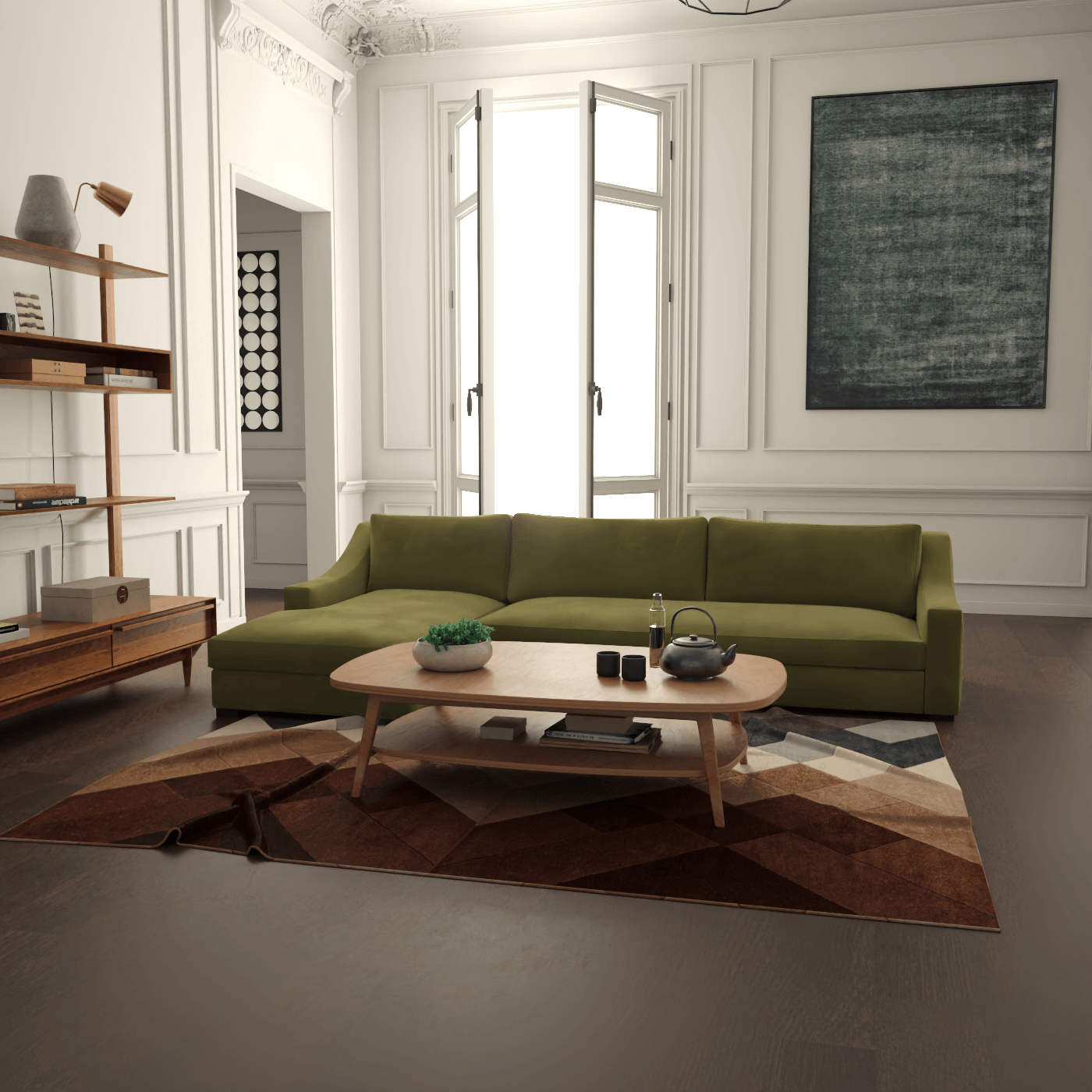 Louis Sectional Sofa — Low-Profile Modular Corner Layout