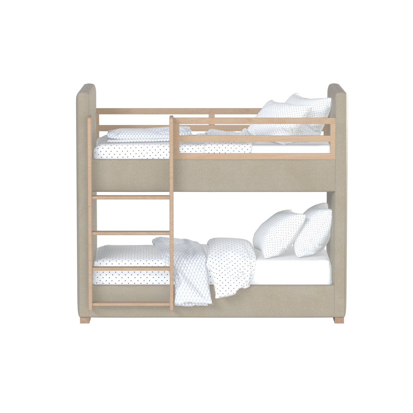 Paolo Bunk Bed with Soft Upholstery and Beechwood Accents
