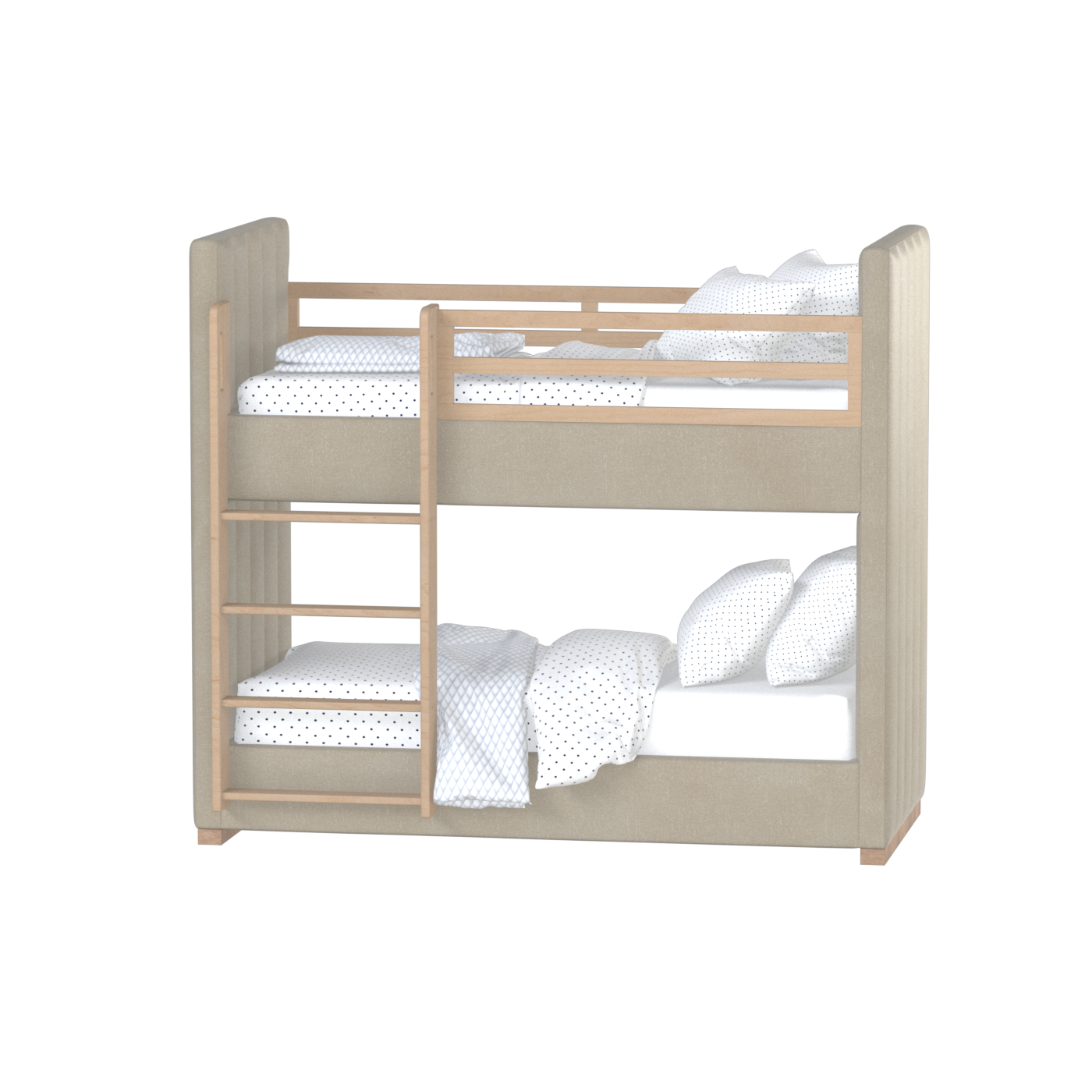 Paolo Bunk Bed with Soft Upholstery and Beechwood Accents