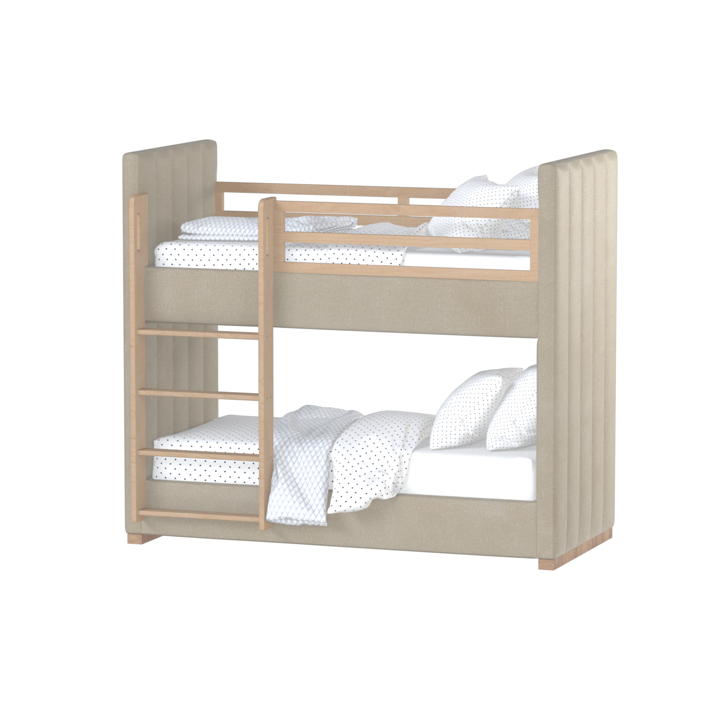 Paolo Bunk Bed with Soft Upholstery and Beechwood Accents