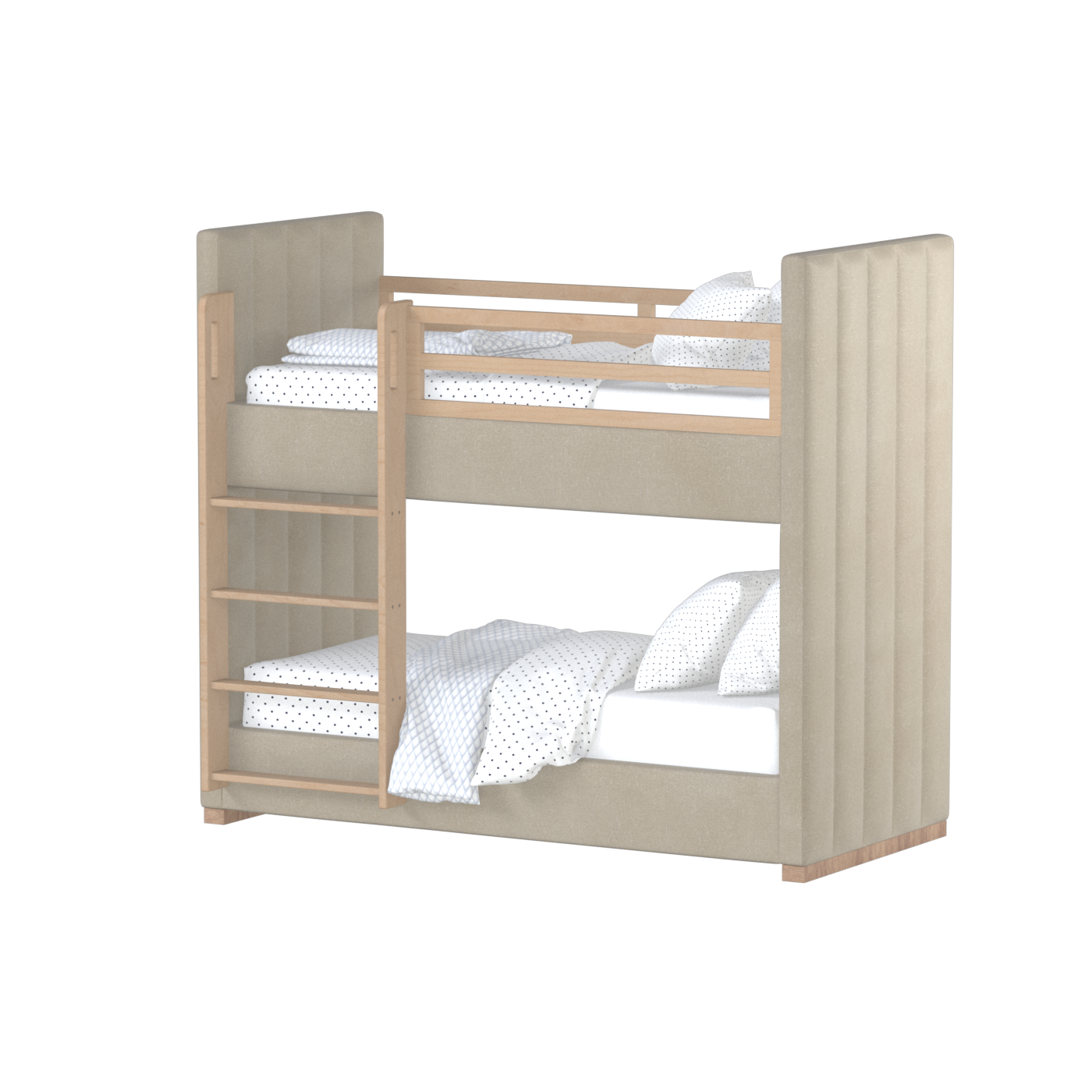 Paolo Bunk Bed with Soft Upholstery and Beechwood Accents