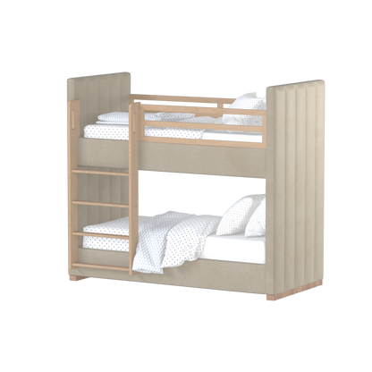Paolo Bunk Bed with Soft Upholstery and Beechwood Accents
